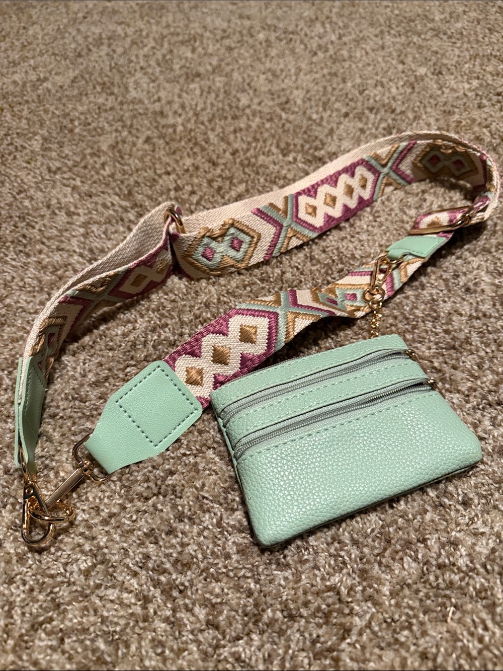 Gorgeous purse strap / phone lanyard w/card case - wallet attached - EUC!